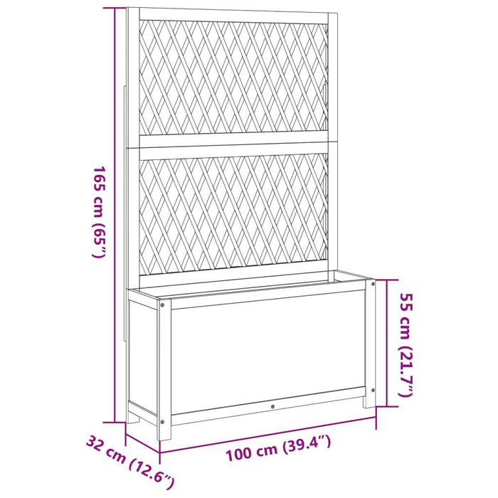 Planter with Trellis in Solid Wood Acacia (100 x 32 x 165cm) - Little and Giant Explorers vidaXL