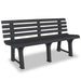 Anthracite plastic garden bench, weather-resistant, classic slatted design on white background