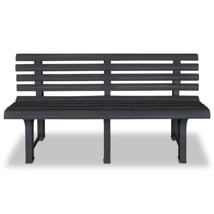 Anthracite plastic garden bench with slatted design and weather-resistant finish