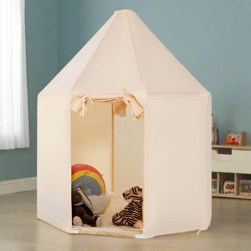 Play Tent with 2 Doors and Mat in Beige - Little and Giant Explorers Costway