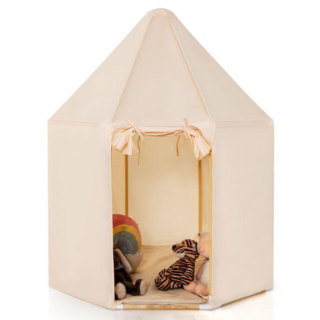 Play Tent with 2 Doors and Mat in Beige - Little and Giant Explorers Costway