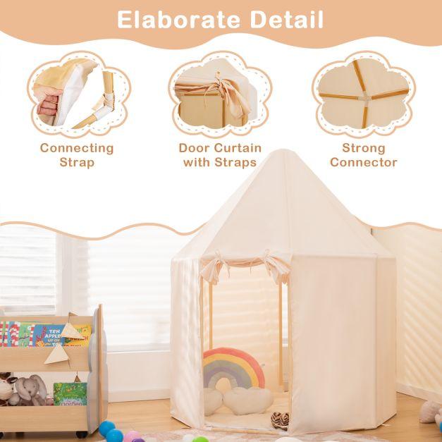 Play Tent with 2 Doors and Mat in Beige - Little and Giant Explorers Costway