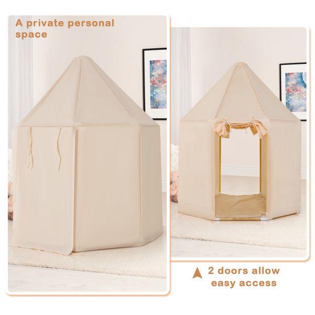 Play Tent with 2 Doors and Mat in Beige - Little and Giant Explorers Costway