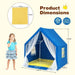 Playhouse with Mat, Star Lights and Windows in Blue - Little and Giant Explorers Costway