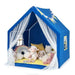 Playhouse with Mat, Star Lights and Windows in Blue - Little and Giant Explorers Costway