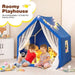 Playhouse with Mat, Star Lights and Windows in Blue - Little and Giant Explorers Costway