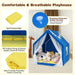 Playhouse with Mat, Star Lights and Windows in Blue - Little and Giant Explorers Costway