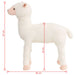 Stuffed animal toy with dimensions indicated on a white background