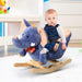 Plush Cloth Rocking Ride-On Elephant with 32 Nursery Rhymes and Seat Belt - Little and Giant Explorers HOMCOM