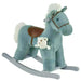 Plush Ride-On Rocking Horse with Realistic Sounds in Blue - Little and Giant Explorers HOMCOM