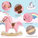 Plush Rocking Horse with Galloping Sounds, Moving Mouth and Wagging Tail in Pink - Little and Giant Explorers HOMCOM