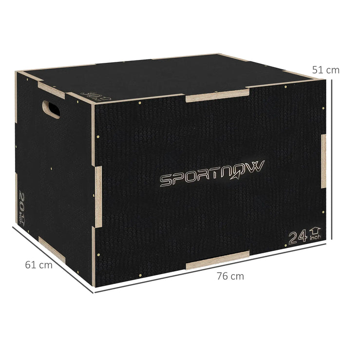 Plyometric Jump Box - Black | 3-in-1 Wooden Step Up Box - 51/61/76cm SPORTNOW - Little and Giant Explorers