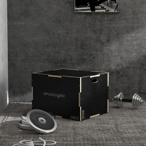 Plyometric Jump Box - Black | 3-in-1 Wooden Step Up Box - 51/61/76cm SPORTNOW - Little and Giant Explorers