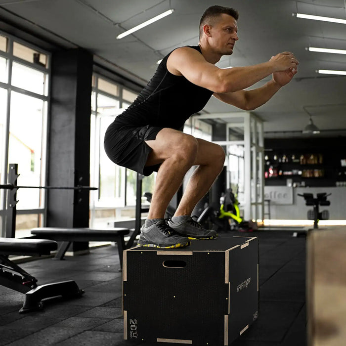 Plyometric Jump Box - Black | 3-in-1 Wooden Step Up Box - 51/61/76cm SPORTNOW - Little and Giant Explorers