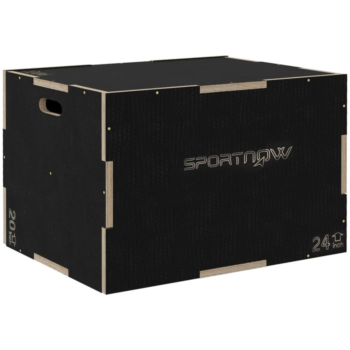 Plyometric Jump Box - Black | 3-in-1 Wooden Step Up Box - 51/61/76cm SPORTNOW - Little and Giant Explorers