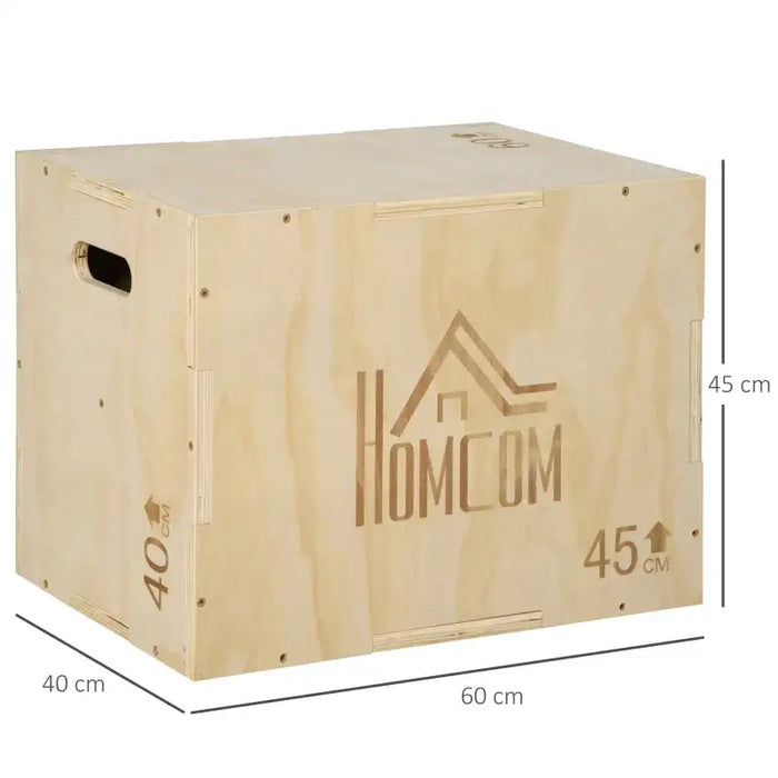 Plyometric Jump Box | 3-in-1 Adjustable Height - Beech Wood HOMCOM - Little and Giant Explorers HOMCOM