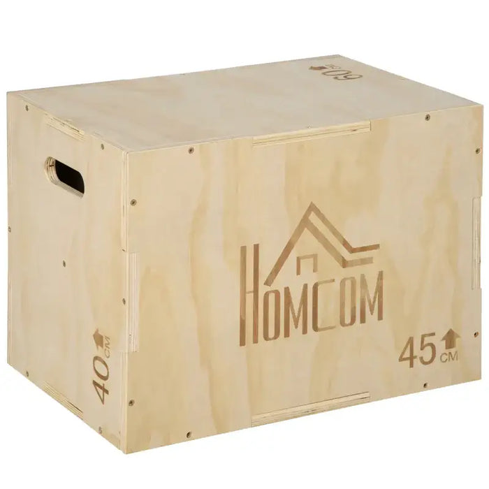Plyometric Jump Box | 3-in-1 Adjustable Height - Beech Wood HOMCOM - Little and Giant Explorers HOMCOM