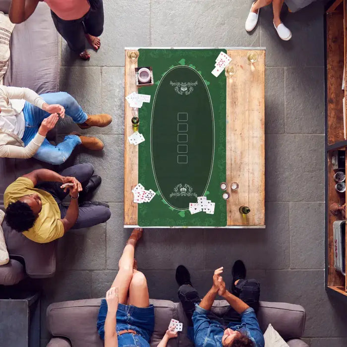 Poker Table Mat for 6 Players | Non-Slip Rubber Base - Portable with Carry Bag SPORTNOW - Little and Giant Explorers SPORTNOW
