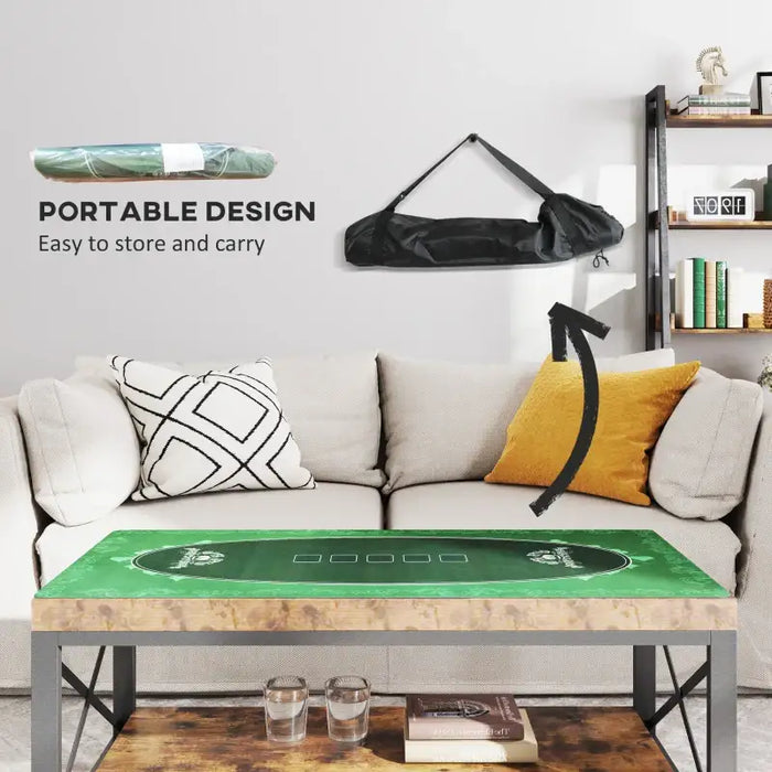 Poker Table Mat for 6 Players | Non-Slip Rubber Base - Portable with Carry Bag SPORTNOW - Little and Giant Explorers SPORTNOW