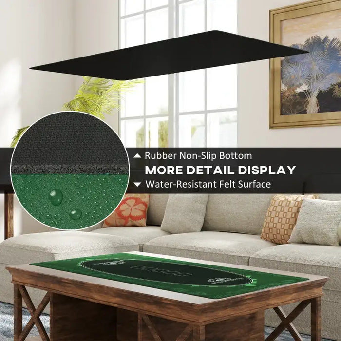 Poker Table Mat for 6 Players | Non-Slip Rubber Base - Portable with Carry Bag SPORTNOW - Little and Giant Explorers SPORTNOW