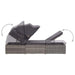 Poly Rattan Sun Lounger with Canopy and Cushion in Grey - Little and Giant Explorers vidaXL