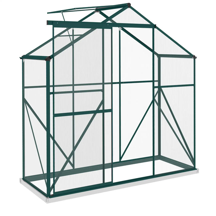6 x 2.5FT Walk-in Polycarbonate Greenhouse in Green - Little and Giant Explorers Outsunny
