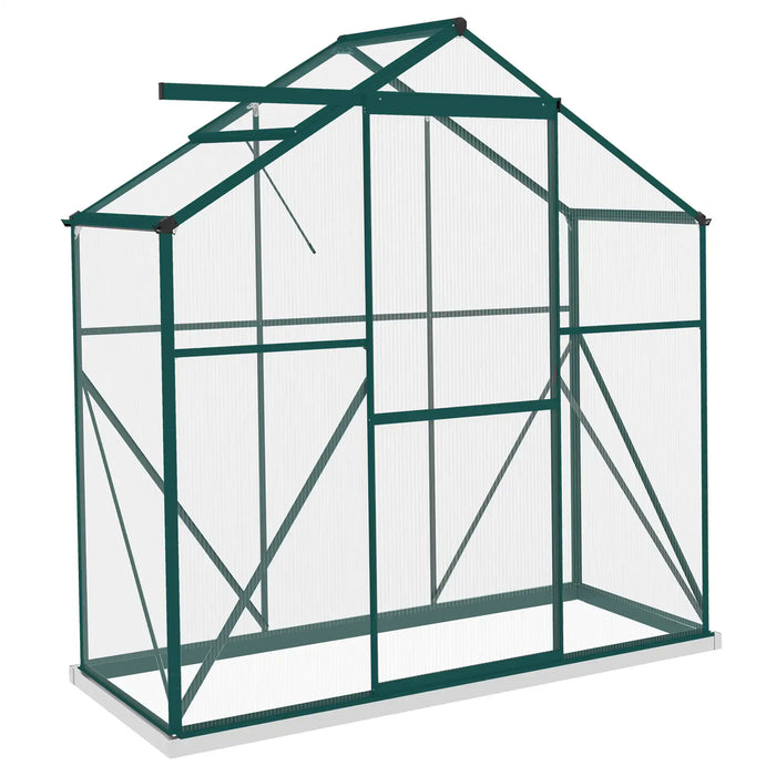 6 x 2.5FT Walk-in Polycarbonate Greenhouse in Green - Little and Giant Explorers Outsunny
