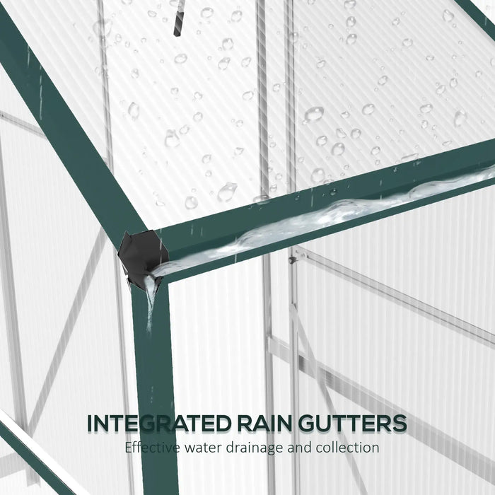 6 x 2.5FT Walk-in Polycarbonate Greenhouse in Green - Little and Giant Explorers Outsunny