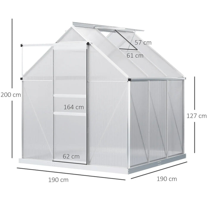 Walk-in Polycarbonate Greenhouse (190 x 190cm) - Little and Giant Explorers Outsunny