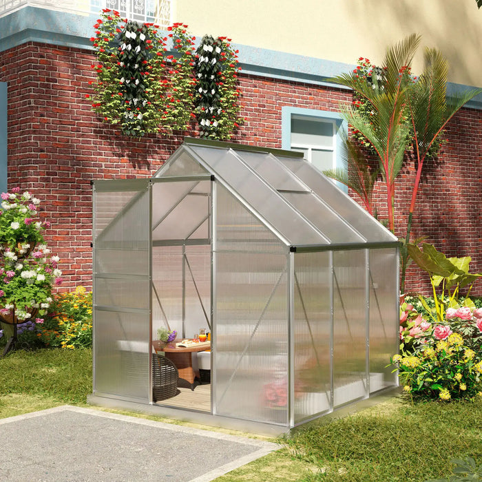 Walk-in Polycarbonate Greenhouse (190 x 190cm) - Little and Giant Explorers Outsunny