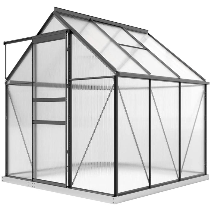 Walk-in Polycarbonate Greenhouse in Grey (190 x 190cm) - Little and Giant Explorers Outsunny