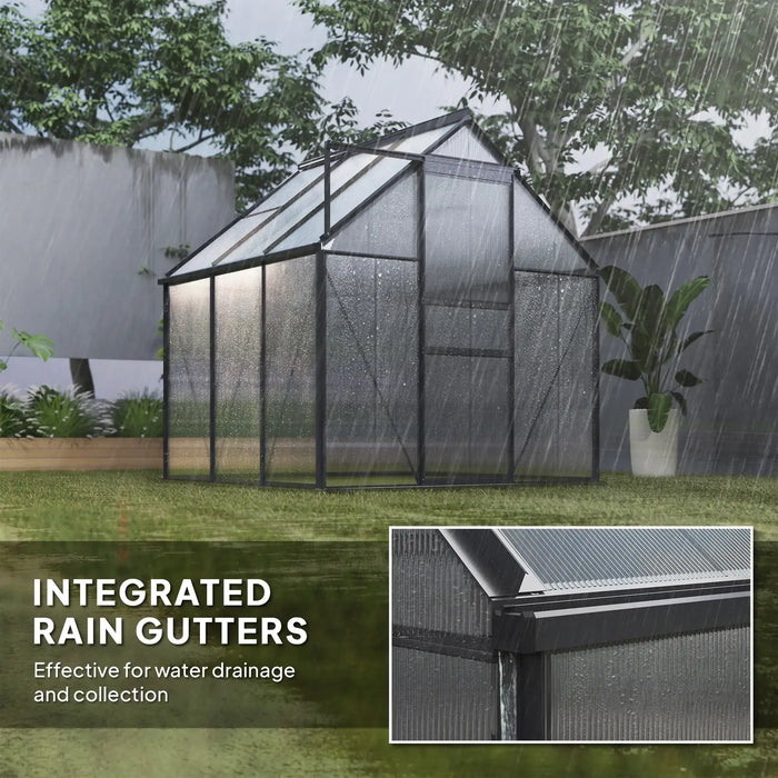 Walk-in Polycarbonate Greenhouse in Grey (190 x 190cm) - Little and Giant Explorers Outsunny
