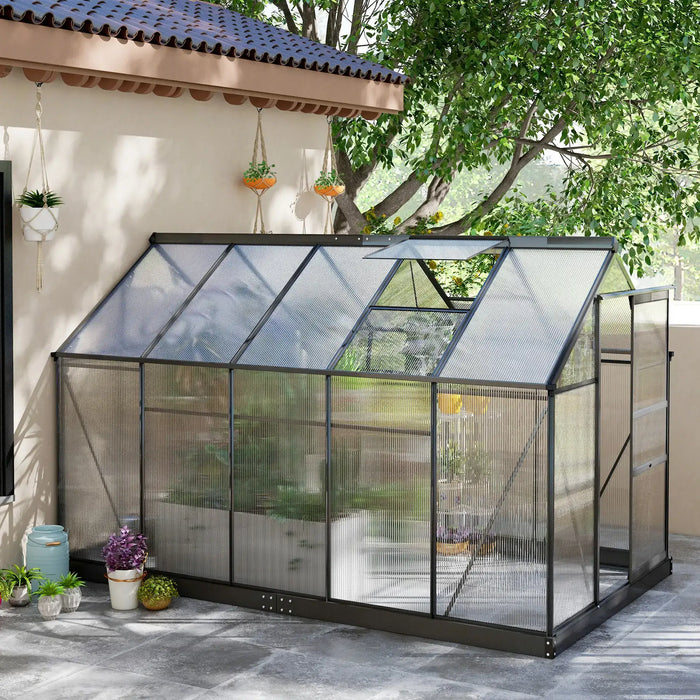 6 x 10FT Large Walk-in Polycarbonate Greenhouse in Grey - Little and Giant Explorers Outsunny