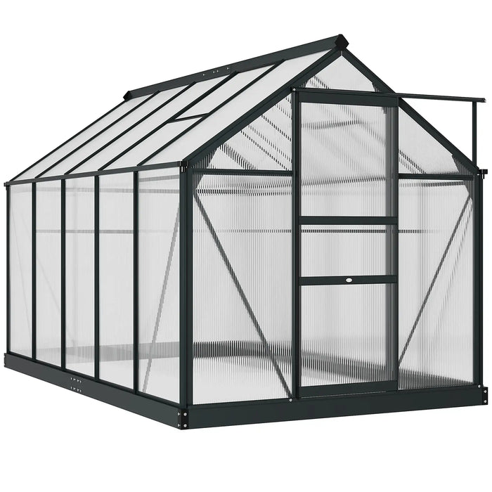 6 x 10FT Large Walk-in Polycarbonate Greenhouse in Grey - Little and Giant Explorers Outsunny