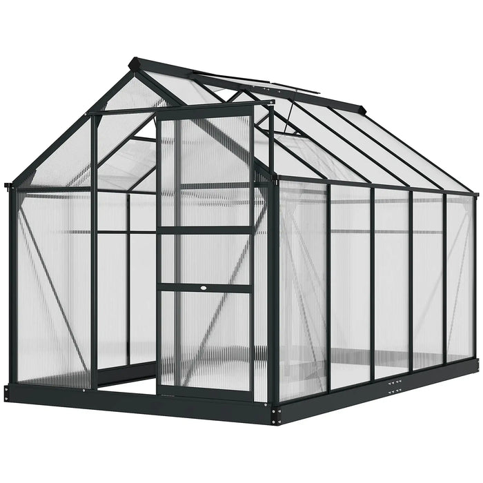6 x 10FT Large Walk-in Polycarbonate Greenhouse in Grey - Little and Giant Explorers Outsunny