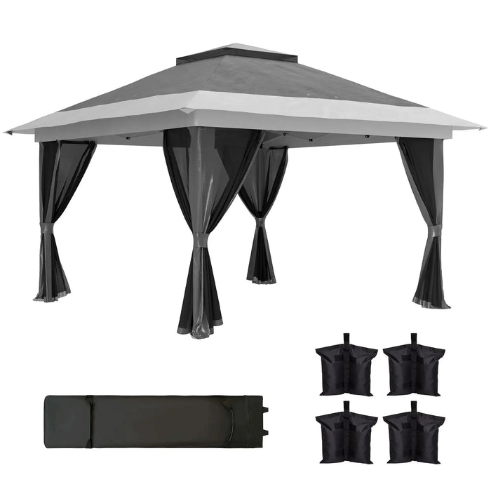 Pop-Up Gazebo with Accessories in Grey (3.6 x 3.6m) - Little and Giant Explorers Outsunny