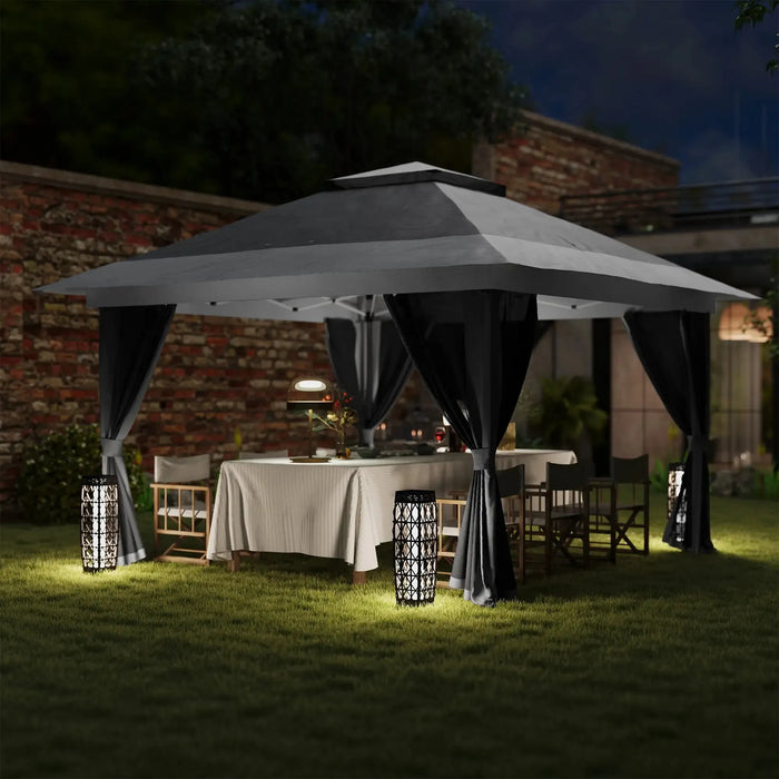 Pop-Up Gazebo with Accessories in Grey (3.6 x 3.6m) - Little and Giant Explorers Outsunny