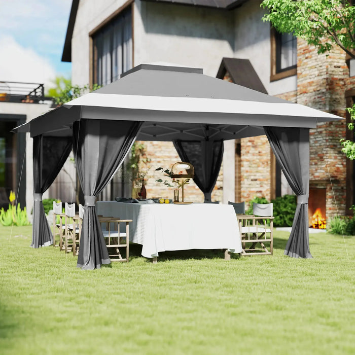 Pop-Up Gazebo with Accessories in Grey (3.6 x 3.6m) - Little and Giant Explorers Outsunny