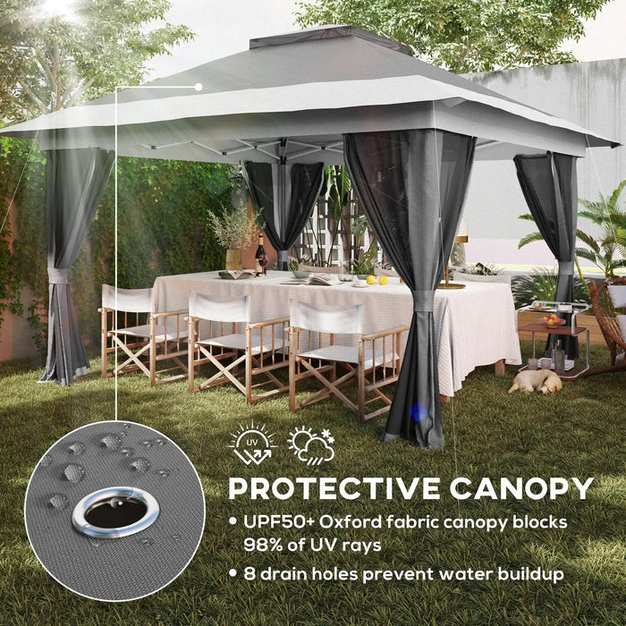 Pop-Up Gazebo with Accessories in Grey (3.6 x 3.6m) - Little and Giant Explorers Outsunny