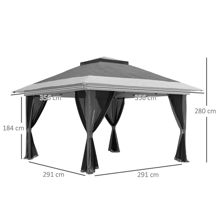 Pop-Up Gazebo with Accessories in Grey (3.6 x 3.6m) - Little and Giant Explorers Outsunny