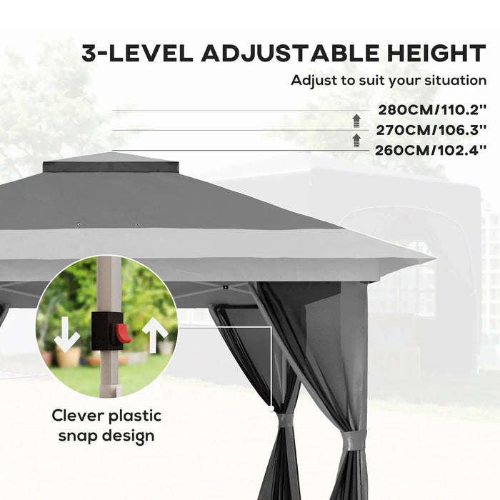 Pop-Up Gazebo with Accessories in Grey (3.6 x 3.6m) - Little and Giant Explorers Outsunny