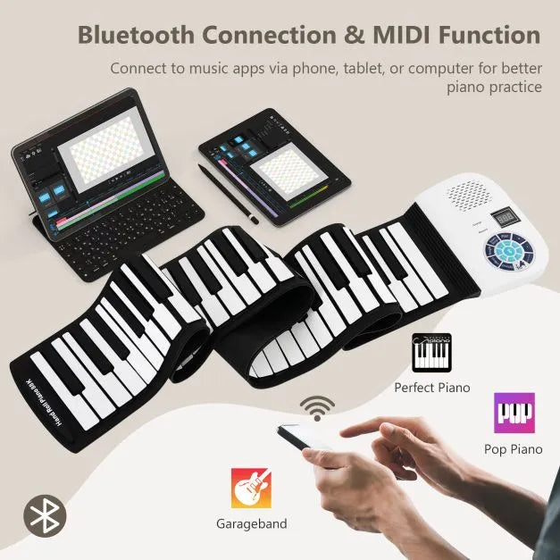 Portable 88-Key Roll Up Electronic Piano in Black - Little and Giant Explorers Costway