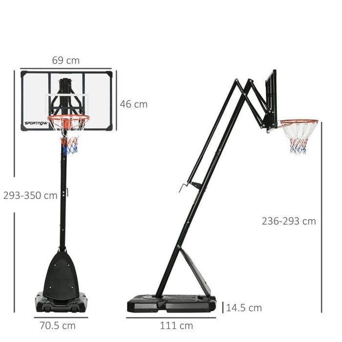 Portable, Adjustable Basketball Hoop and Stand with a and Weighted Base - 240 - 290cm - Little and Giant Explorers SPORTNOW