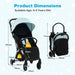 Dimensions of a baby stroller with suitable age range displayed.