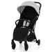 Black and gray stroller on a white background
