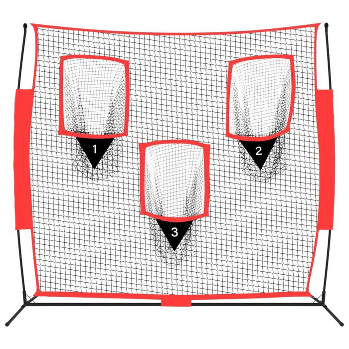 Portable Baseball Net in Black and Red (183 x 105 x 183cm) - Little and Giant Explorers vidaXL