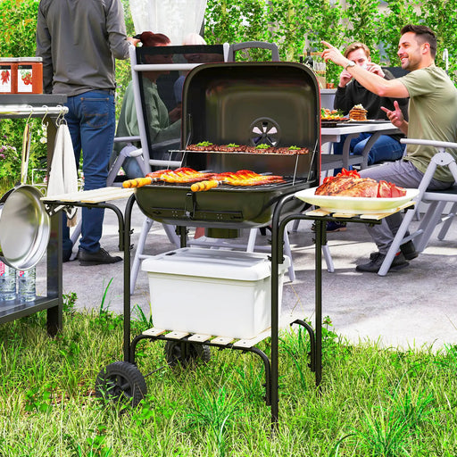 Charcoal Portable BBQ Grill with 1840 cm² Cooking Area in Red - Little and Giant Explorers Outsunny
