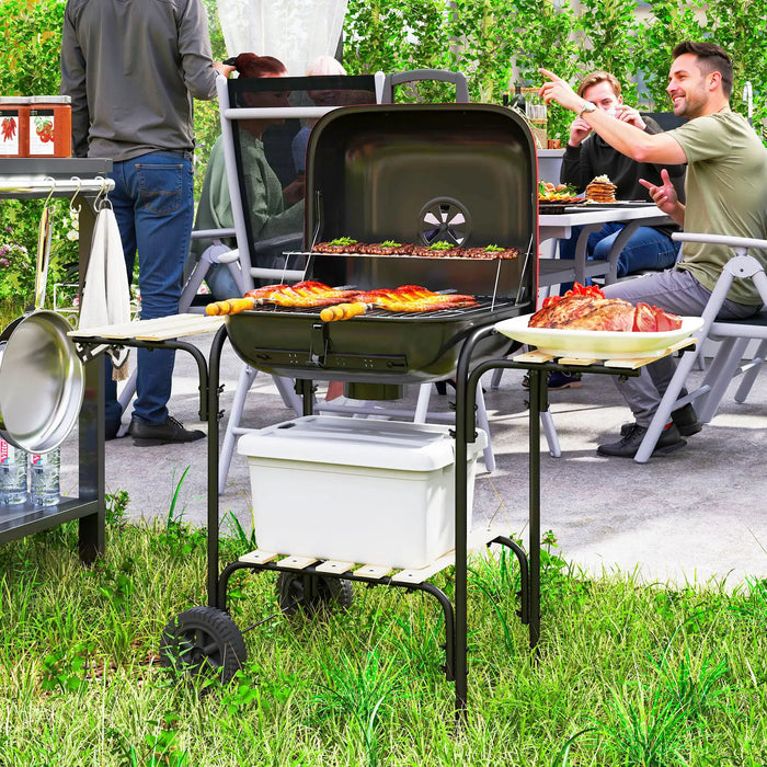 Charcoal Portable BBQ Grill with 1840 cm² Cooking Area in Red - Little and Giant Explorers Outsunny