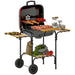 Charcoal Portable BBQ Grill with 1840 cm² Cooking Area in Red - Little and Giant Explorers Outsunny