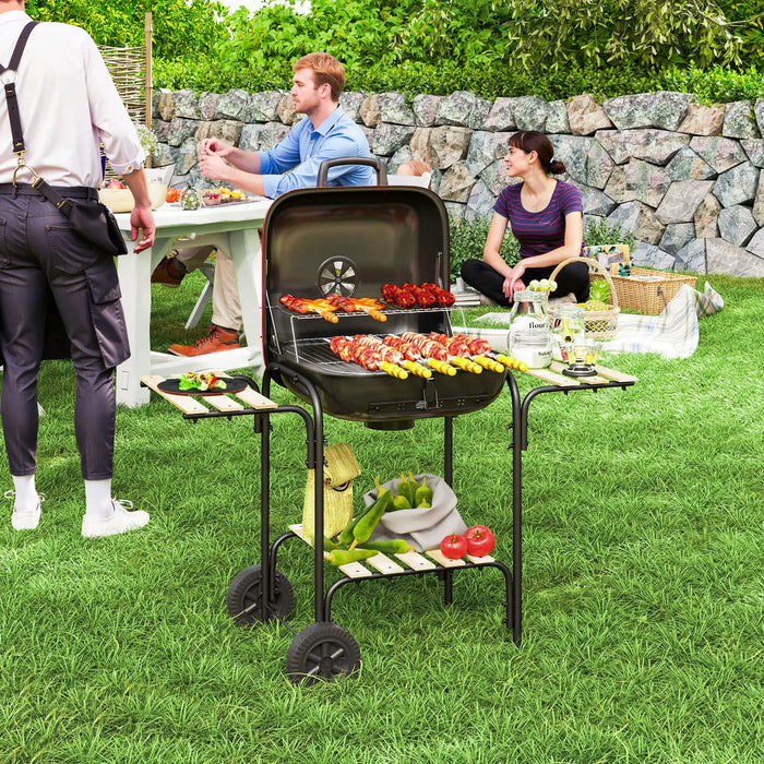 Charcoal Portable BBQ Grill with 1840 cm² Cooking Area in Red - Little and Giant Explorers Outsunny